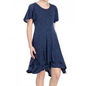 Dolan Left Coast Collection Blue Space Dye Flutter Sleeve Sharkbite Dress Medium